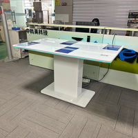 Table tactile interactive capacitive à 4 écrans de 15,6 pouces, blanche, 10 points de contact, avec bande LED, charge sans fil, pour usage commercial et bureautique
