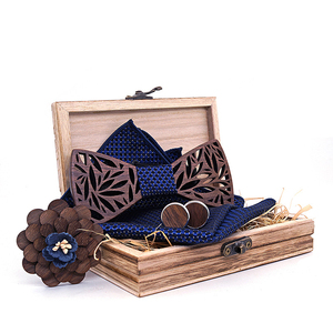 Nœud <span class=keywords><strong>papillon</strong></span> ajouré en <span class=keywords><strong>bois</strong></span> fait main pour homme, boutons de manchette en <span class=keywords><strong>bois</strong></span>, boutonnière et pochette assorties, accessoires de mariage - Product Image 1