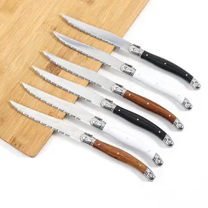 Stainless Steel Steak Knife Sharp Blade Dinnerware Damascus Texture Laguiole Style Cutlery 230mm Steak Knife