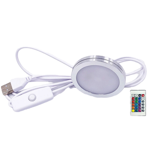 초박형 LED 라이트베이스 USB 5V 12 캐비닛 퍽 라이트 따뜻한 흰색 RGB 색상 플라스틱 현대 침실 DIY - Product Image 5