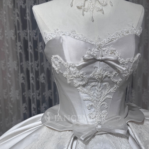 Robe de mariée élégante en satin Wx256, bustier sans manches, avec traîne de chapelle, modèle Jancember - Product Image 6