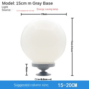 Luces de pilar de globo de 250MM, forma acrílica, valla para exteriores, luz LED Solar para puerta de bola, luz de pilar con energía Solar con función de bola - Product Image 6