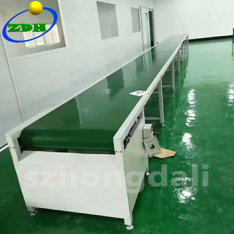 Sistem konveyor Transfer kustom garis konveyor sabuk hijau PVC panjang 5m 6m 20m