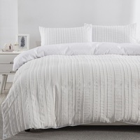 Ensemble de housse de couette en microfibre luxueuse 3 pièces, rayée, texturée, à fleurs coupées, jacquard en polyester, style classique