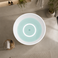 Baignoire autoportante circulaire à LED lumineuse pour projet de spa de villa, vente en gros directe usine, acrylique côtelé cannelé OEM ODM
