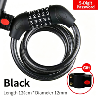 Candado de Combinación Reajustable de 5 Dígitos para Bicicleta, Ligero, Portátil, Ajustable, Antirrobo