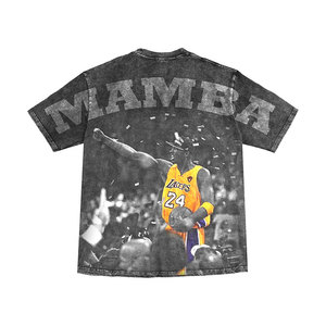 Vintage streetwear 300 gsm tshirt uomo shaka heavyweight oversize lavaggio acido serigrafia t shirt - Product Image 1