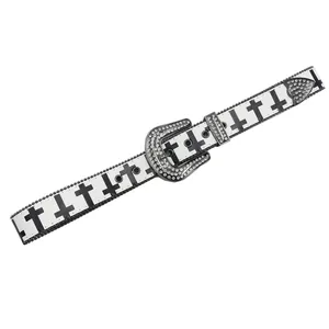 Fábrica personalizada moda Rhinestone hebilla Cruz impreso hombres Punk PU cuero mujeres Y2K Jeans BB <span class=keywords><strong>Simon</strong></span> cinturones - Product Image 5