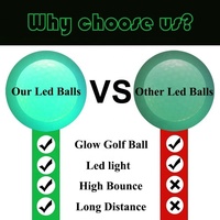 Balles de golf d'entraînement lumineuses activées par LED, phosphorescentes dans le noir, en caoutchouc écologique Wald AX-26518A, trois pièces, dureté 80-90