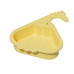 Triangle Drain <b>Basket</b> For Kitchen <b>Sink</b> Green One Touch Open Close Vegetable Washing Strainer With Hooks - Product Image 5
