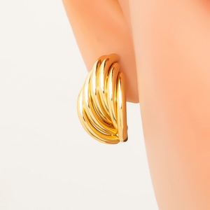 Pendientes de Aro Geométricos Chapados en Oro de 18K, Joyería Fina para Uso Diario de Mujer - Product Image 2