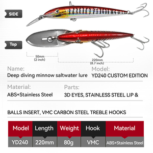 SEASKY 24cm Leurre de pêche Jerkbait <span class=keywords><strong>en</strong></span> acier inoxydable 80g à plongée profonde, leurre dur <span class=keywords><strong>pour</strong></span> gros gibier, pêche à <span class=keywords><strong>la</strong></span> <span class=keywords><strong>truite</strong></span> - Meilleure vente - Product Image 3
