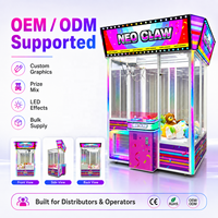 Neofuns Giant Neo Claw Machine à grue à monnaie robuste de 600kg Machine d'arcade à grand prix en peluche arc-en-ciel LED