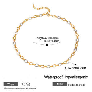 ERESI新防水2色トーンステンレススチールメタル手作りチョーカーチェーンネックレス女性用ステートメントファッションジュエリー - Product Image 6