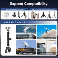 Kit de montage sur poteau Starlink Mini, adaptateur trépied, filetage 1/4"-20 3/8"-16, support de serrage réglable pour camping-car/roulotte, support de toit, balcon, antenne parabolique