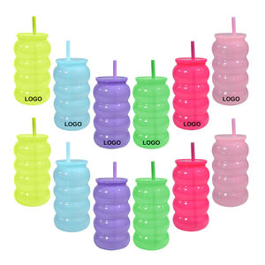 Botella de agua transparente de 16 oz <span class=keywords><strong>con</strong></span> tapa y pajita, diseño de <span class=keywords><strong>gusano</strong></span>/caterpillar, para exteriores, <span class=keywords><strong>con</strong></span> logo personalizado, segura para adultos, camping, venta directa. - Product Image 5