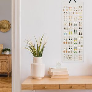 Hanging Earring Organizer 24x15.75 Inches Beige Felt Wall Mount Jewelry Storage for Women Girls - Product Image 6