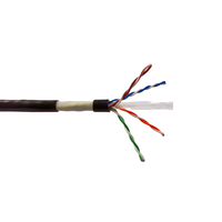 Cable de Red UTP Cat 6 Ethernet de 0.52mm Sin Blindaje BC (Cobre Desnudo) para Exteriores con Doble Cubierta Negra, 4 Pares, Cable LAN para Panel de Conexiones