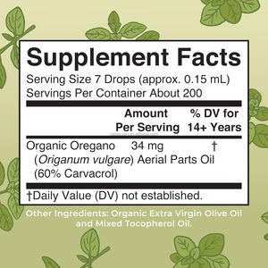 Orgânico Oregano Oil Liquid Herbal Blend Suporte Imunológico Saúde Digestiva Saúde Geral Vegan Organics Orégano Oil Drops