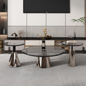 Luxury Metal Coffee <strong>Table</strong>, Minimalist <strong>Clear</strong> Glass Side <strong>Table</strong>, Home Entryway <strong>Table</strong> and Living Room Set - Product Image 2