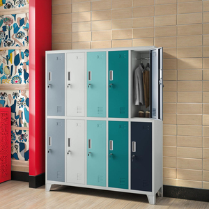 Casier métallique à 2 niveaux et 10 portes avec serrure à clé pour vêtements de travailleurs et rangement des affaires des étudiants - Product Image 5