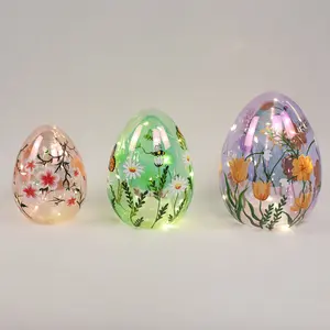 Custom Romantic Holiday Atmosphere Colorful Glass Easter Egg Ornament Hanging Tree Decorations