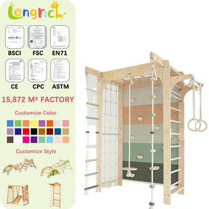 Montessori Indoor Abenteuerpark Kletterset Wandklettern & Dschungel-Fitnessstudio für Aktive Schwedische Sprossenwand Kinder Klettergerüst - Product Image 1