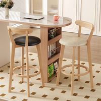 Chaise haute de bar moderne et élégante, avec siège en bois créatif, dossier et coussin en cuir, légère, écologique et durable, idéale pour les bars.