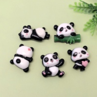 Adorables Breloques en Résine Panda Dessin Animé Kawaii, Pendentifs Plats pour Boucles d'Oreilles, Porte-clés, Accessoires de Bricolage pour la Fabrication de Bijoux