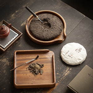 Plateau à thé en bois de noyer, rond, en bois massif, plateau de rangement pour thé Pu'er, accessoire multifonctionnel pour la cérémonie du thé - Product Image 2