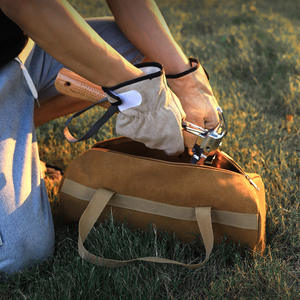 Bolsa de Lona Marrón para Herramientas de Exterior, con Doble Asa y Soporte para Martillo, Bolsa de Almacenamiento Portátil para Equipo de Camping - Product Image 3