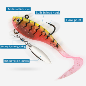 LUSHAZER – Leurre de Pêche Souple, Jig Plomb, Appât VIB en PVC, Leurre Artificiel Rotatif Dandinant avec Cuillère Métallique - Product Image 3