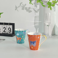 Mug de petit-déjeuner en porcelaine fine incliné et original, tasse à eau de bureau, tasse cadeau, tasse cadeau d'affaires, tasse pour meilleur ami, tasse pour couple