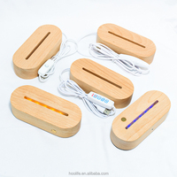 Base de veilleuse carrée en bois de hêtre 5V USB 3D LED pour boîte et étui de table haute résistance en acrylique plexiglas éclairant laser