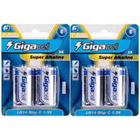Pilas Super Alcalinas de 1.5v Tamaño C, Diseño Avanzado a Prueba de Fugas con Larga Duración, Sin Fugas (LR14 / Paquete de 2)