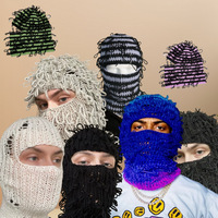 Nouveau cagoule unisexe Y2K 2025 en tricot Spandex/Polyester, imprimé sérigraphié, motif tête masquée amusante, chaude et confortable