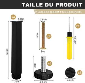 <span class=keywords><strong>Pieds</strong></span> de meubles en métal réglables de 25 cm, 4 pièces, <span class=keywords><strong>pieds</strong></span> modernes à <span class=keywords><strong>lattes</strong></span>, <span class=keywords><strong>pieds</strong></span> universels percables pour lit, meubles de salon - Product Image 2