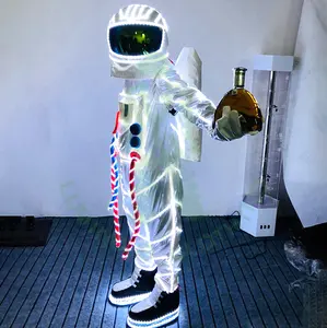Noel karnaval cadılar bayramı maskeli parti kulübü için led ışık up giysi uzay takım Cosplay aydınlık astronot aydınlık bez