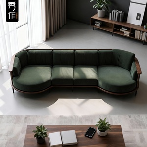 新しい中国風北米産ブラックウォールナットソファホームリビングルーム禅ハイエンド無垢材可動式高密度スポンジソファ - Product Image 4