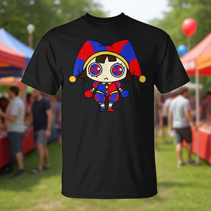 Camiseta de disfraz de chica de circo, negra, unisex, para adultos, cuello redondo, manga corta, impresión digital, actividades promocionales - Product Image 2