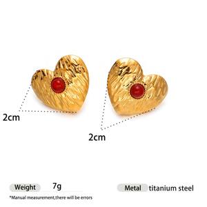 Conjunto de joyería de moda para mujer chapado en oro de acero inoxidable corazón collar y pendientes anillos conjunto <span class=keywords><strong>T197</strong></span> - Product Image 6