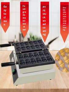 เครื่องทำวาฟเฟิลไฟฟ้า 3000 วัตต์ 20 ช่อง สเตนเลสสตีล ไม่ติดกระทะ ควบคุมอุณหภูมิได้ ความจุขนาดใหญ่ สำหรับทำอาหารริมทาง - Product Image 2