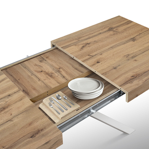 โต๊ะอาหารยืดหดได้ George ขนาด 160x90 ซม. รุ่น Rustic Oak ฐานโลหะ สำหรับใช้ภายใน - Product Image 4