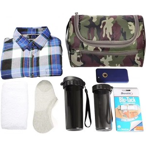 Bolsa de maquillaje grande, bolsa portátil para kit de afeitado, cielo estrellado abstracto azul, bolsa de aseo para viajes, gimnasio, camping - Product Image 5