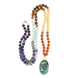SCC6839 - Collar único de 7 chakras con 109 cuentas y colgante Om de labradorita, joyería de piedras preciosas/cristales, para el Día de la Madre - Product Image 2