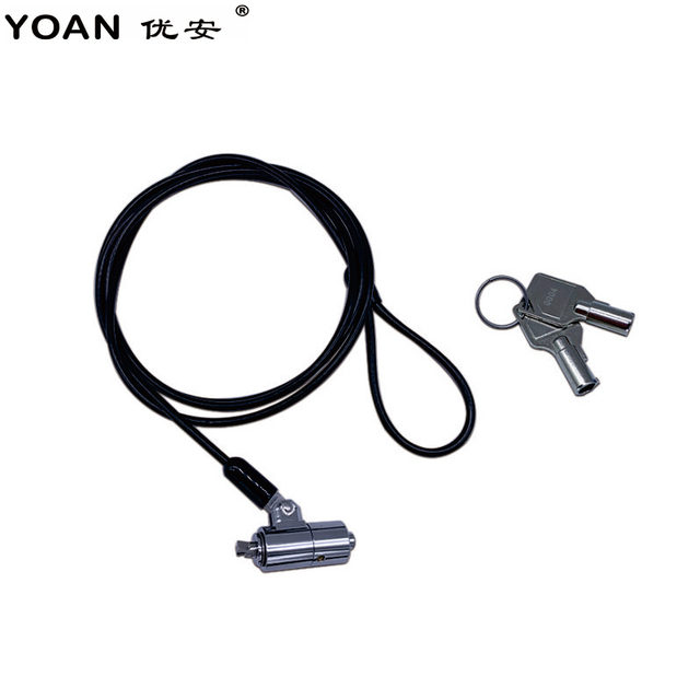 Steel and Zinc Alloy Push-to-Lock Security Cable for DELL Laptop Notebook Wedge Lock With 2 Keys