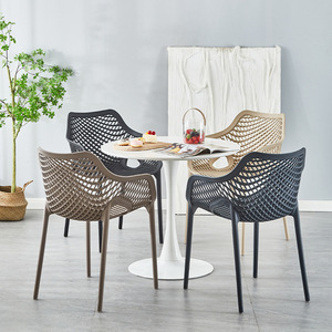 Sillón Apilable Contemporáneo para Cafetería, con Asiento y Respaldo Transpirables, Resistente a la Intemperie, para Exteriores - Product Image 4