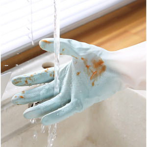 Kitchen Rubber Latex Gloves 30cm Waterproof Two-Tone For Dishwashing And Housework - Product Image 4
