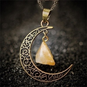 Sonne-Mond-Schmuck Vintage Gold Silber Tennis-Kette Naturstein Kristall Mond-Halskette Anhänger für Frauen Männer Party-Geschenk - Product Image 6