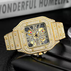 Montre carrée de luxe pour homme avec diamants en moissanite, mouvement mécanique et à quartz, boîtier en alliage - Product Image 2